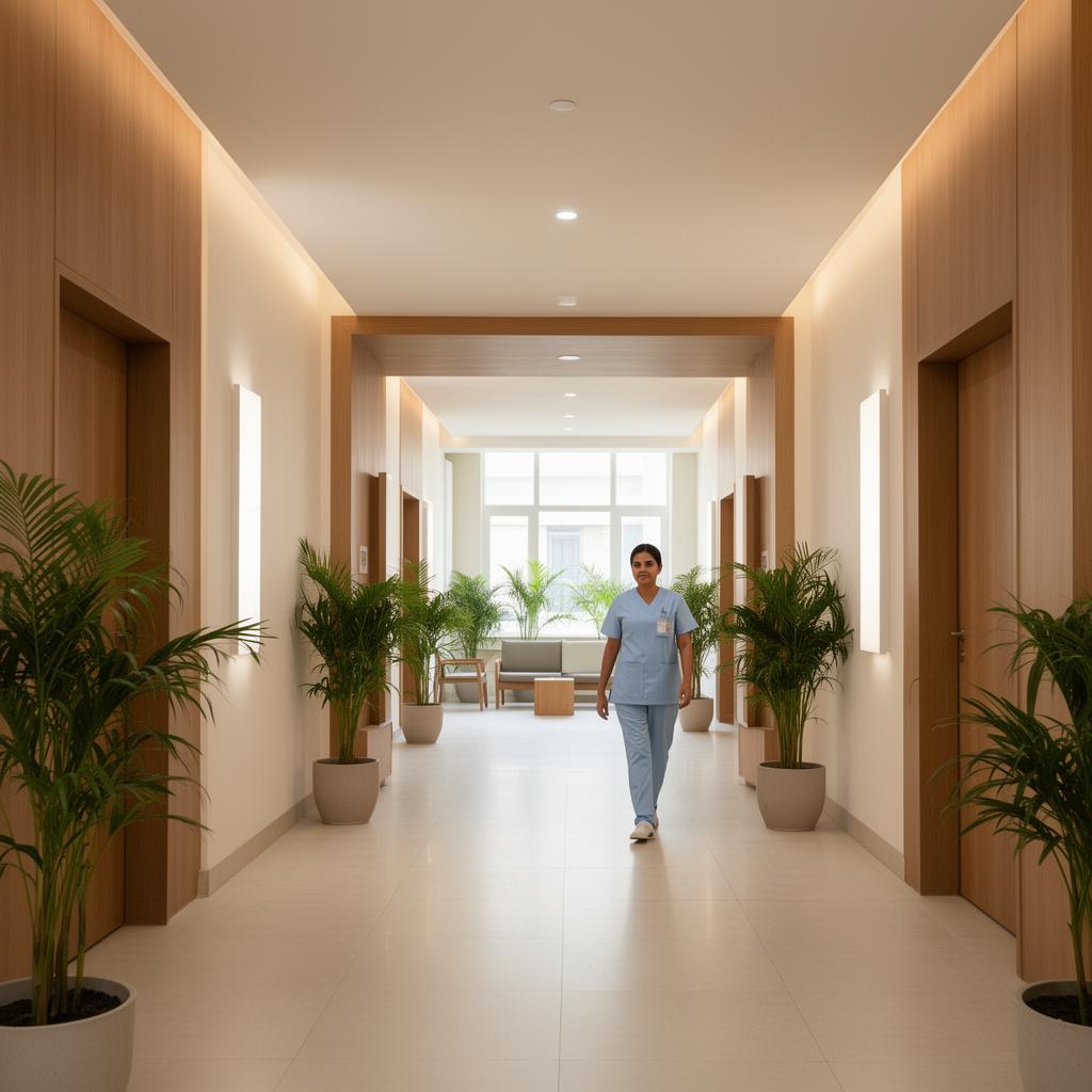 Calm modern elder care facility interior